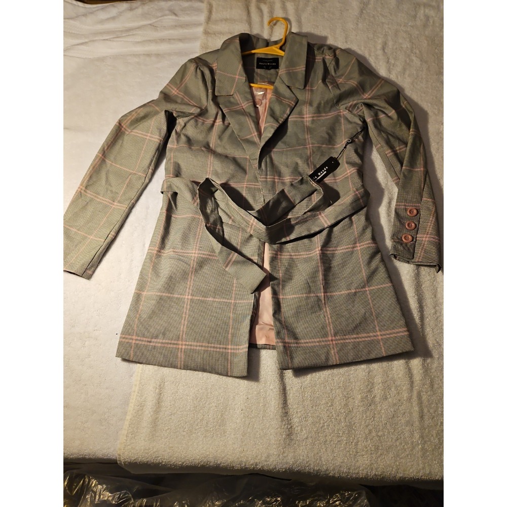 Blazer Women's Jacket Gray Pink Size L